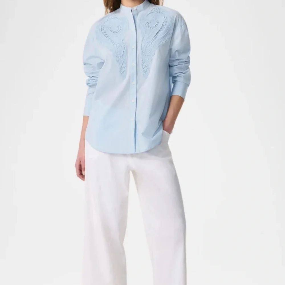 RAG & BONE AINSLEY LACE SHIRT LIGHT BLUE - Picture 3 of 7